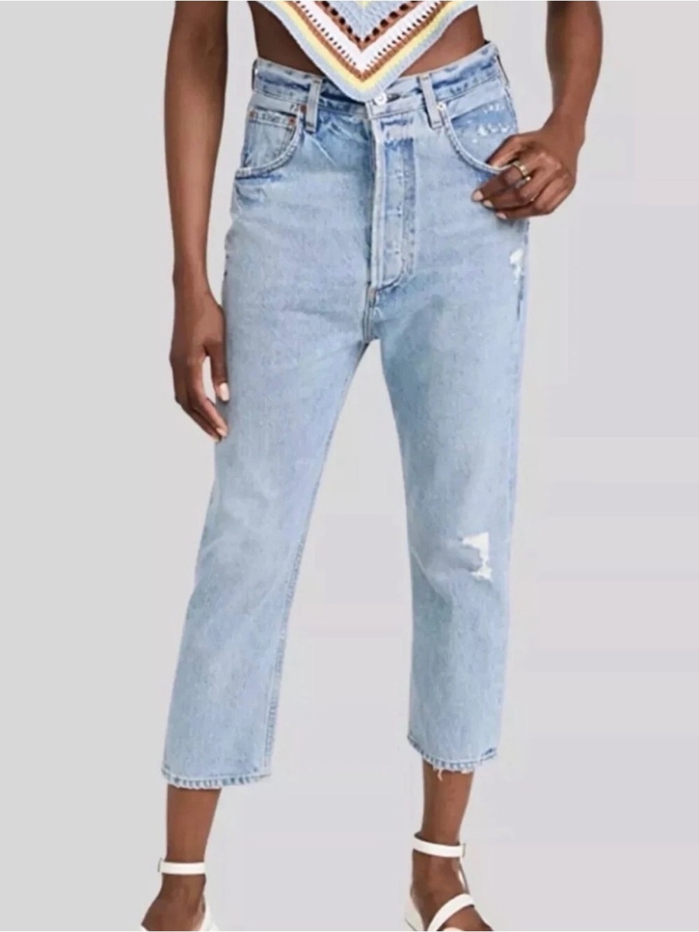 Citizens Of Humanity Light Blue Distressed Relaxed Jeans Pony